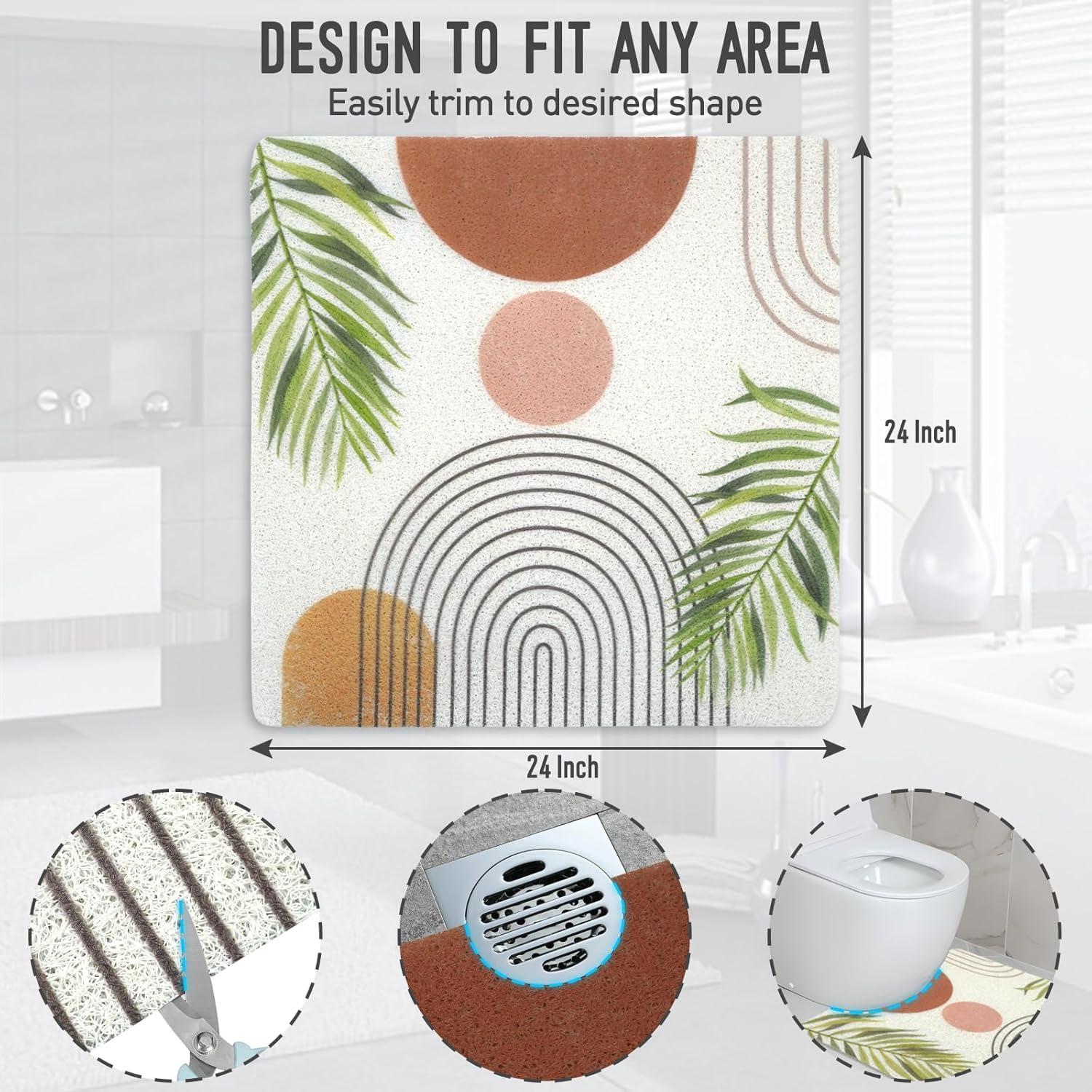 Alfombra de Ducha Antideslizante Aquoechd 61x61cm Naranja PVC