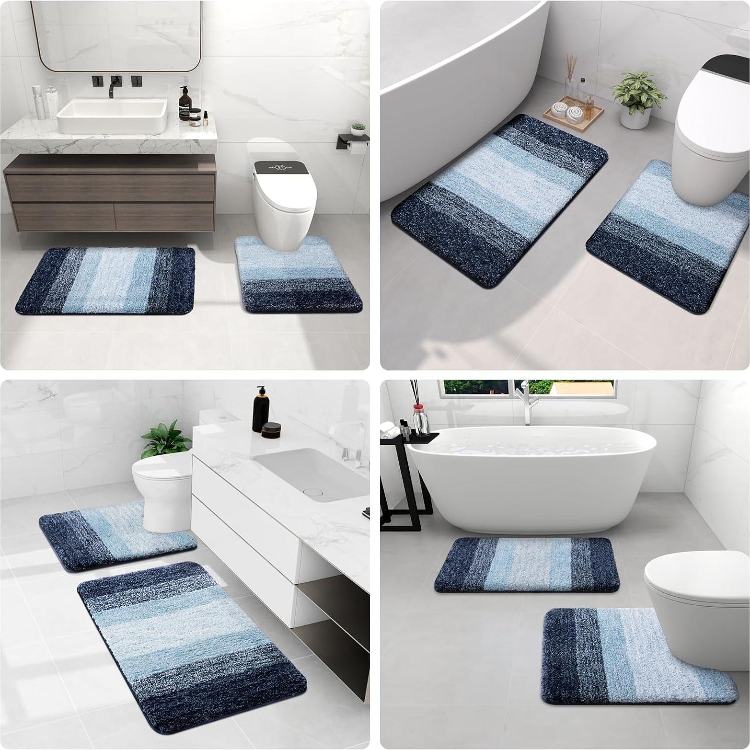 Alfombra de Baño Arotive Microfibra Antideslizante 61x41 cm Azul