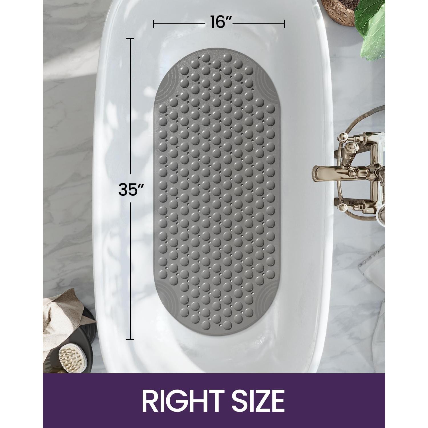 Mat de Baño Antideslizante DEXI Ovalado 88.9x40.6 cm Gris