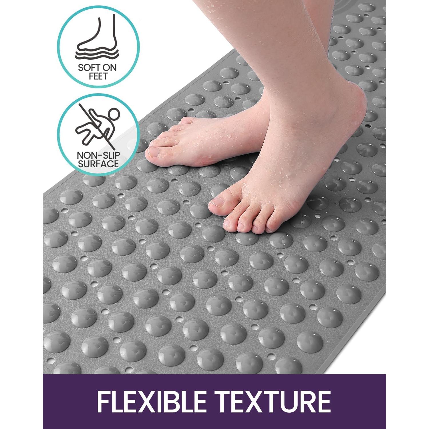 Mat de Baño Antideslizante DEXI Ovalado 88.9x40.6 cm Gris