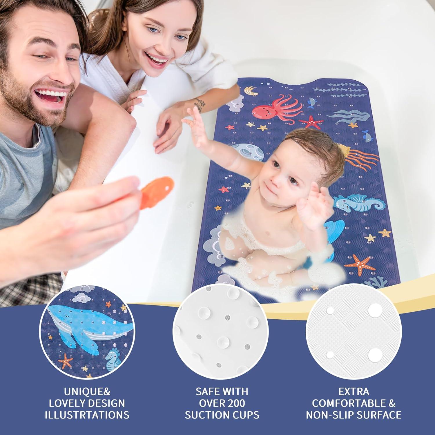 Alfombrilla de baño antideslizante PRATIQUE 100x40 cm azul