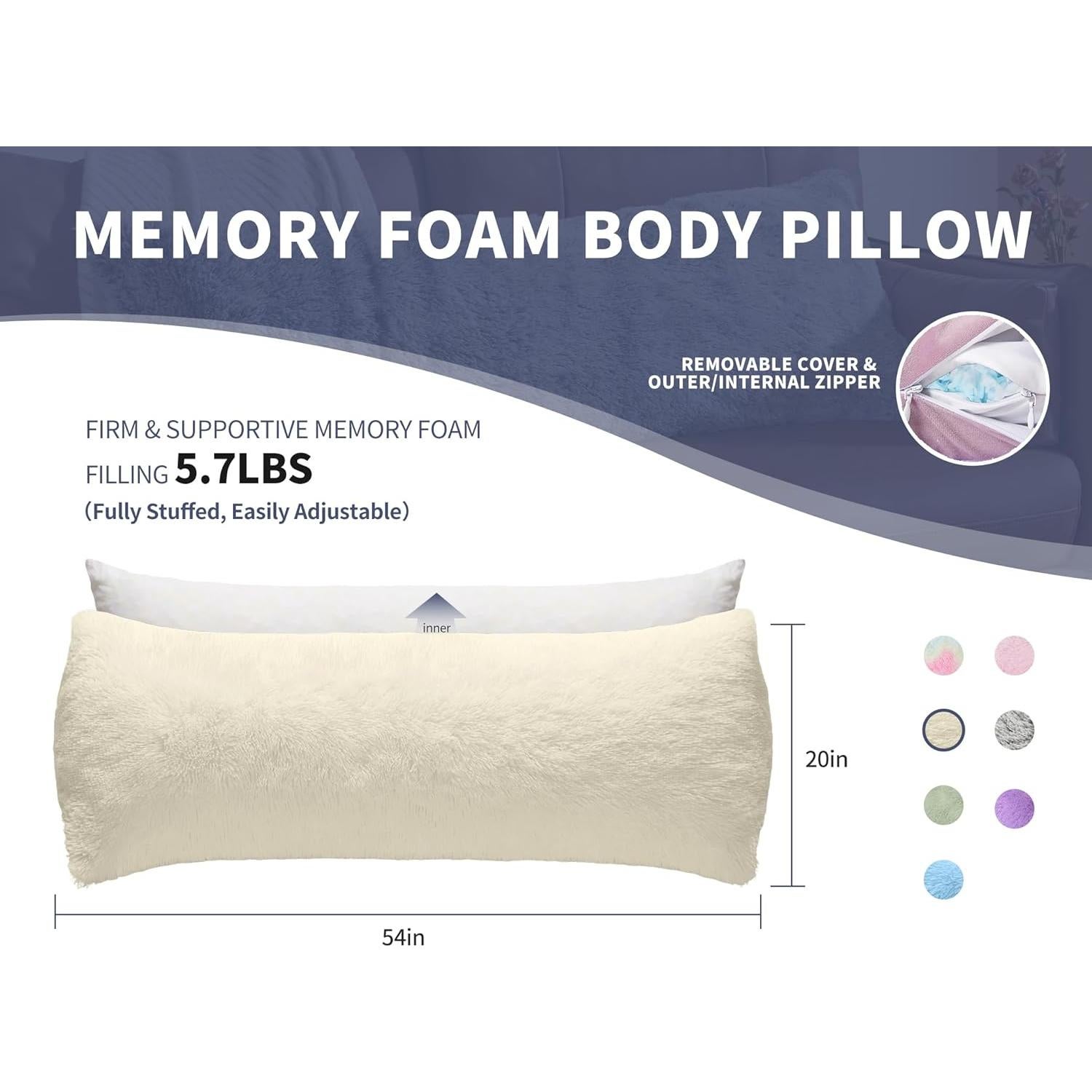 Cojín Corporal de Espuma de Memoria WSOFRLAC Beige 50x137 cm