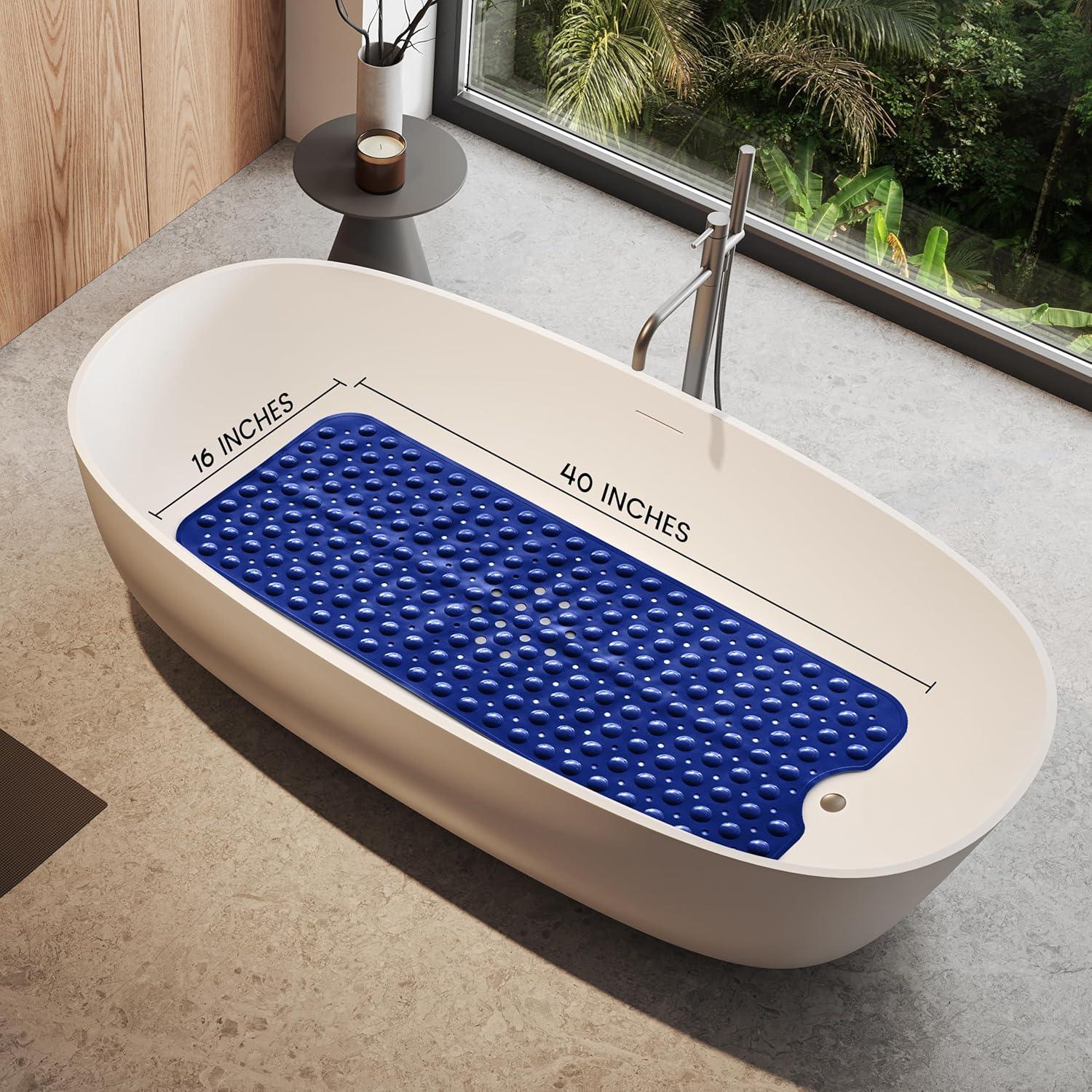 Alfombrilla de Baño Antideslizante LDC Lux Decor 101.6x40.6 cm Azul Marino