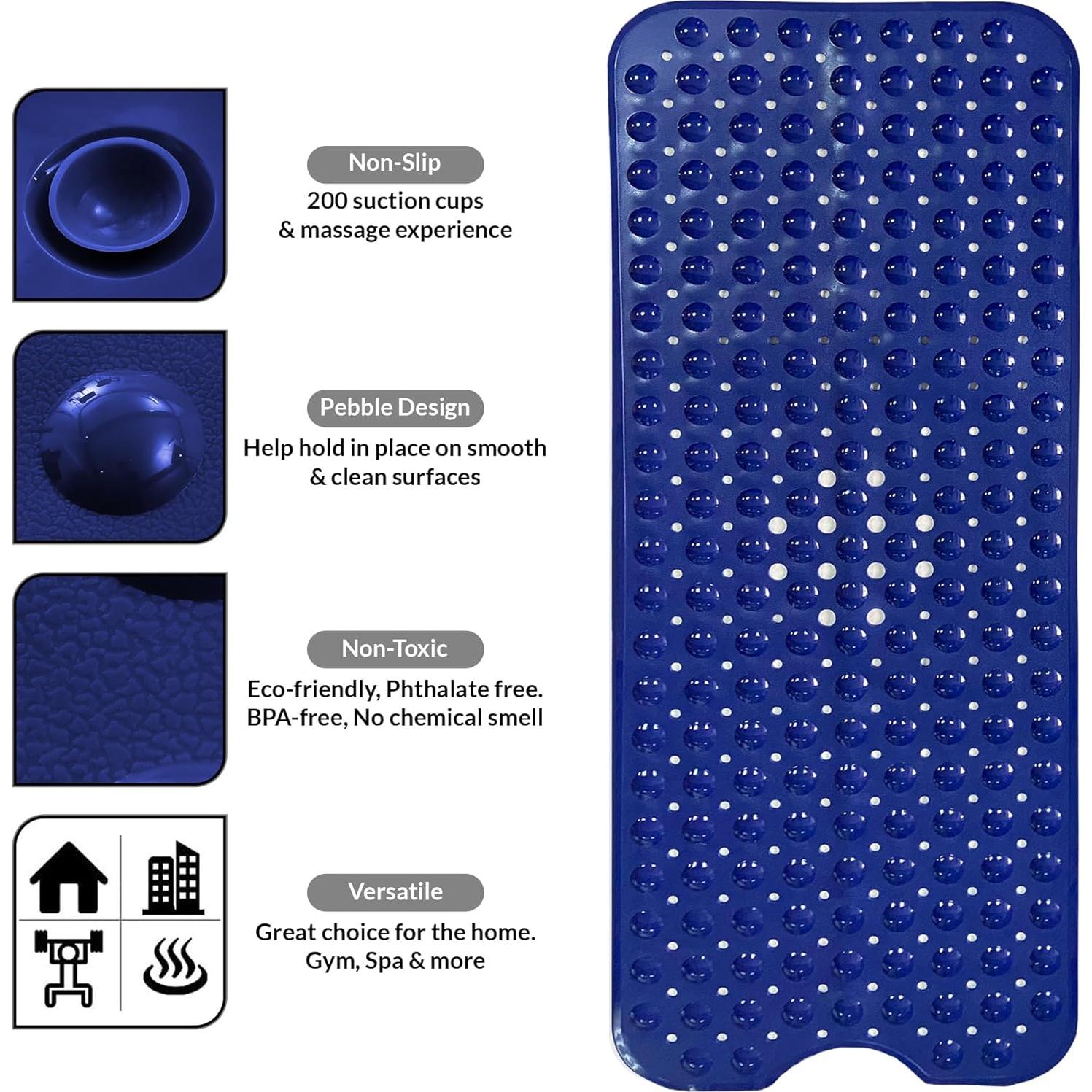 Alfombrilla de Baño Antideslizante LDC Lux Decor 101.6x40.6 cm Azul Marino