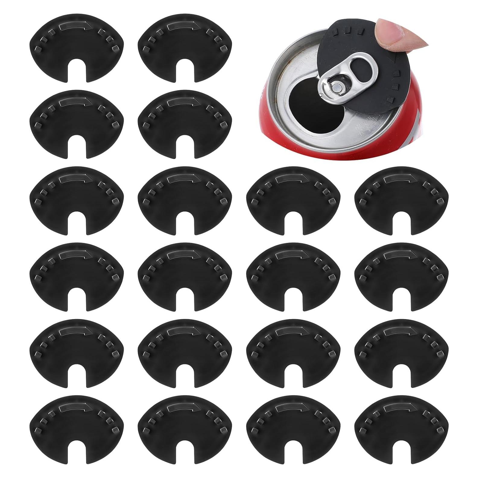 20 Tapas de Latas de Soda AOZUO Negras, Protector Reutilizable