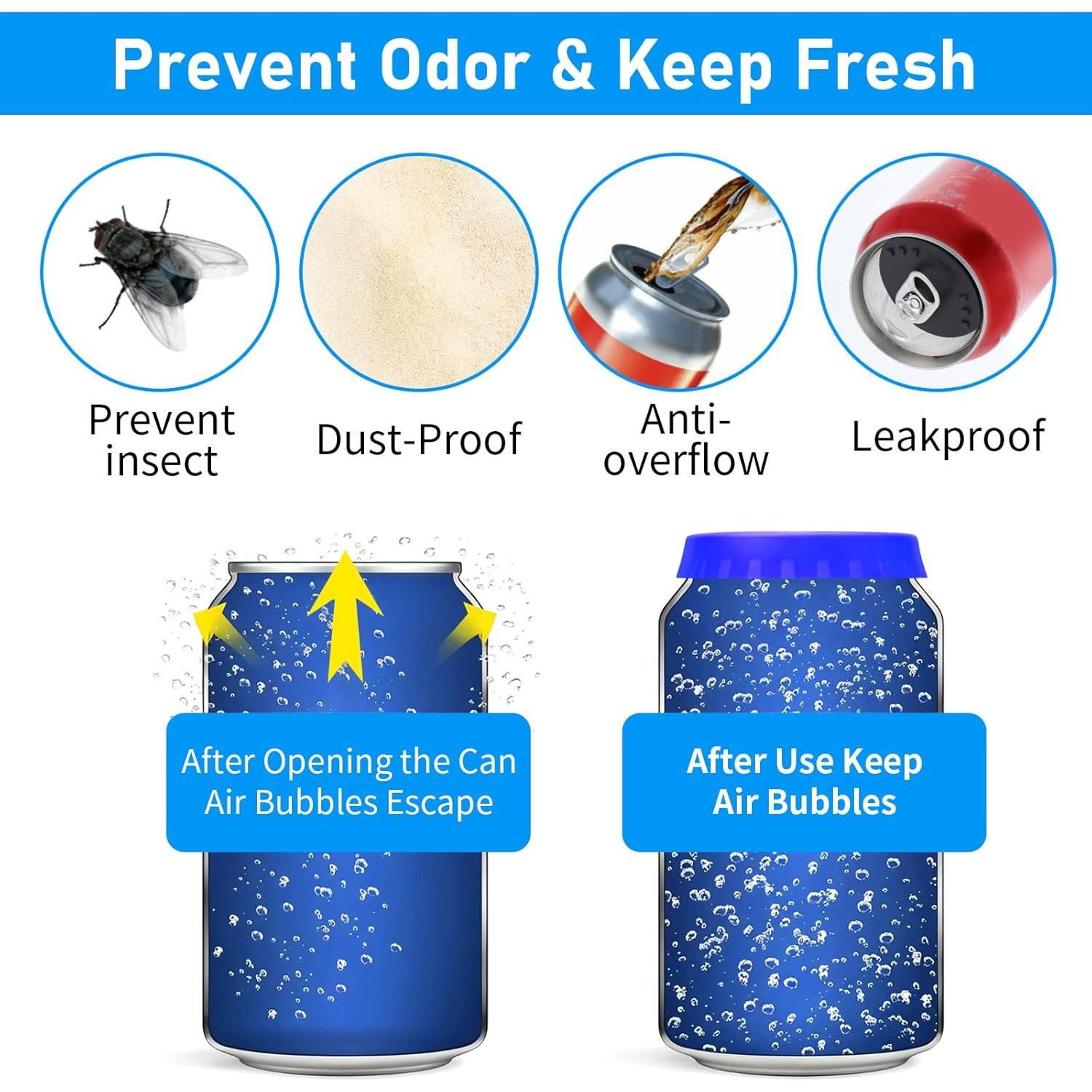 20 Tapas de Latas de Soda AOZUO Negras, Protector Reutilizable