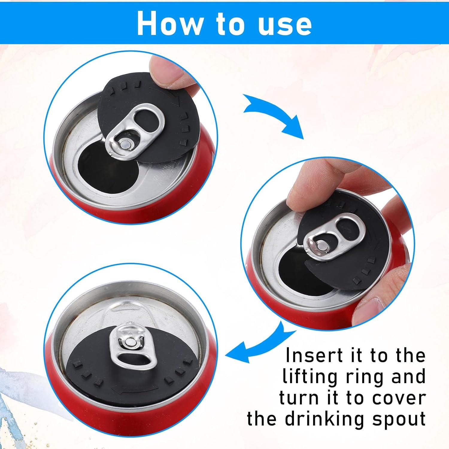 20 Tapas de Latas de Soda AOZUO Negras, Protector Reutilizable