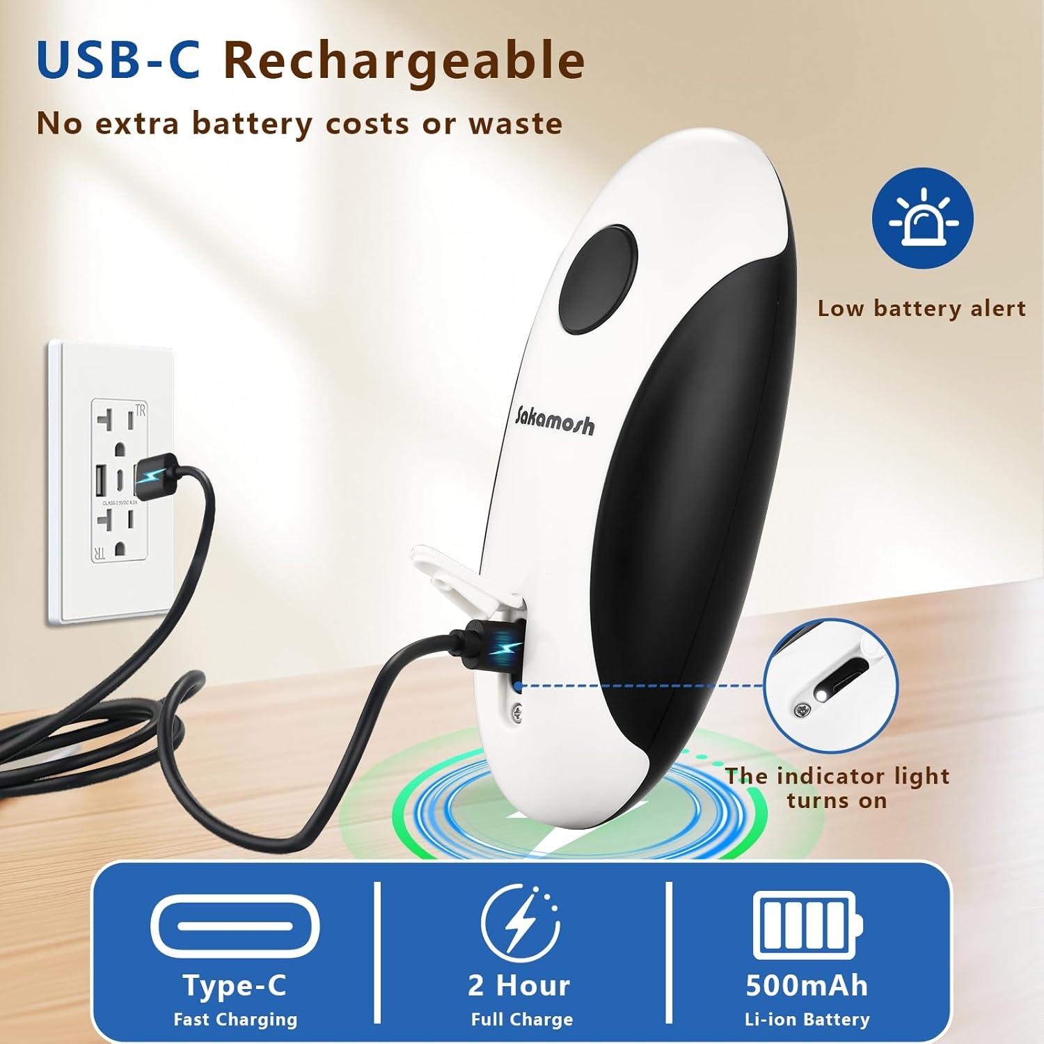 Abrelatas Eléctrico SAKAMOSH Recargable Automático para Cocina