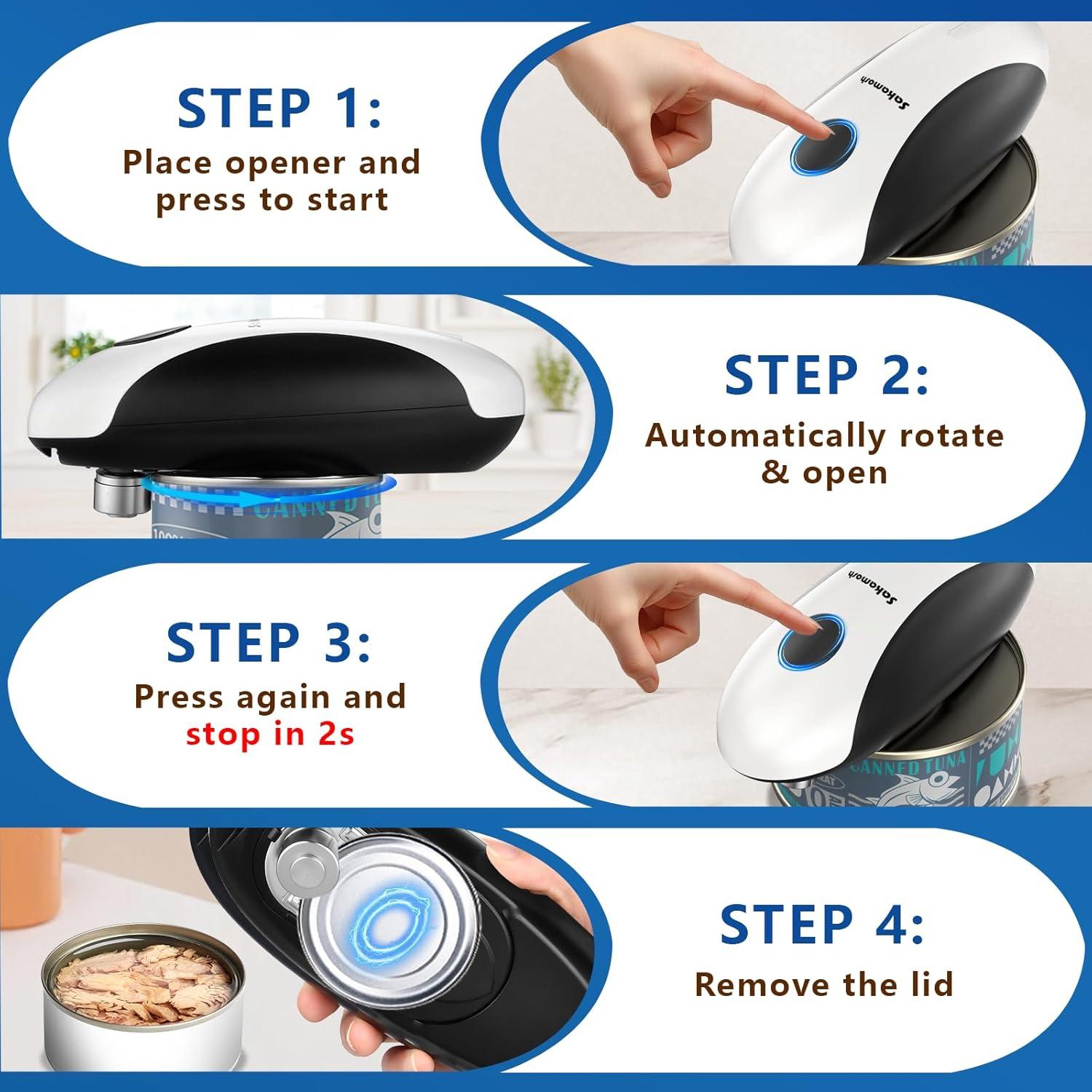 Abrelatas Eléctrico SAKAMOSH Recargable Automático para Cocina