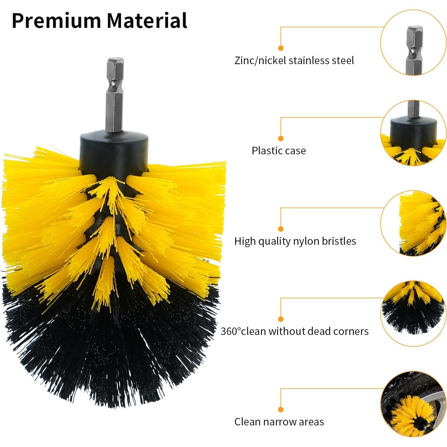 Juego de 7 Accesorios de Limpieza para Taladro ETOUPA Amarillo