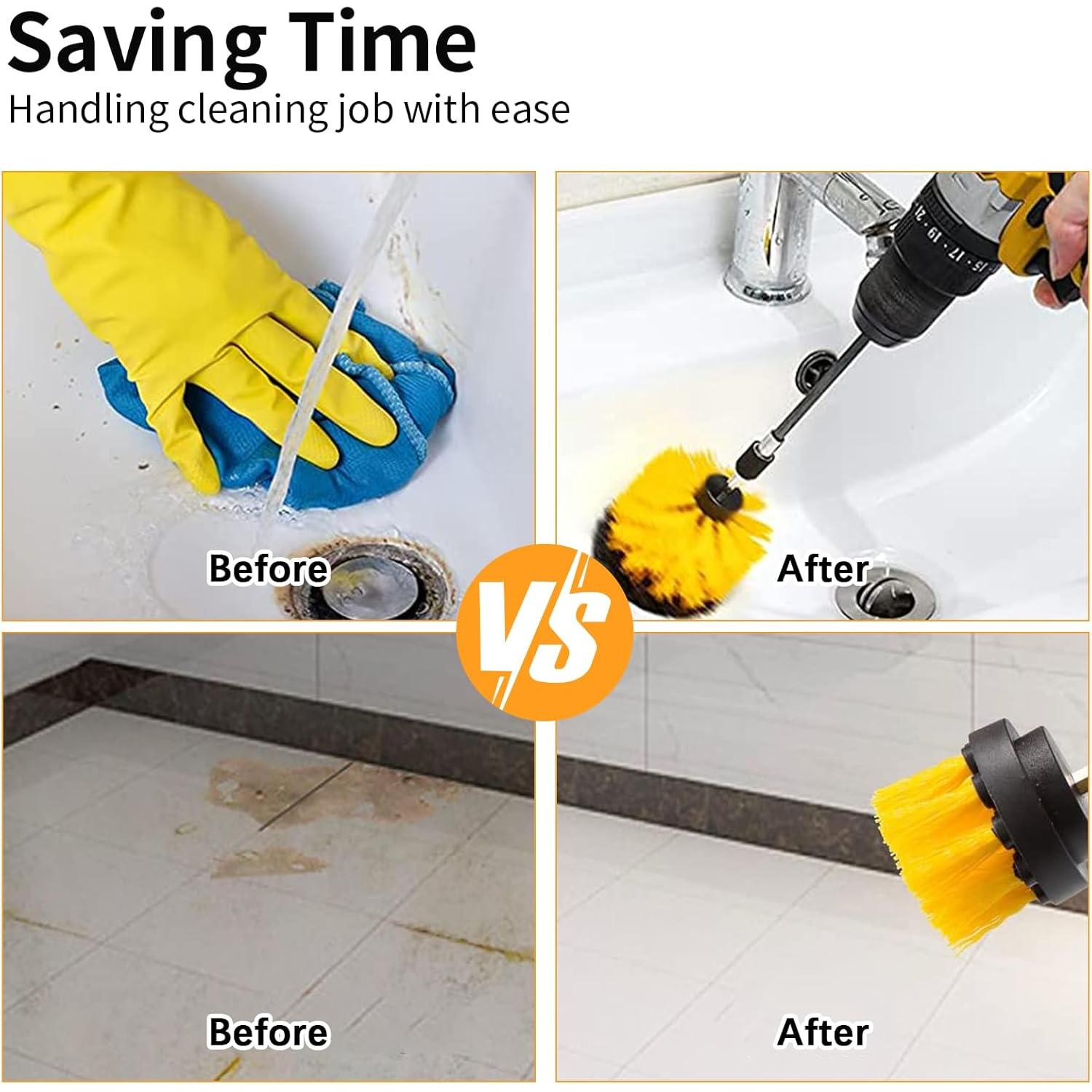 Juego de 7 Accesorios de Limpieza para Taladro ETOUPA Amarillo