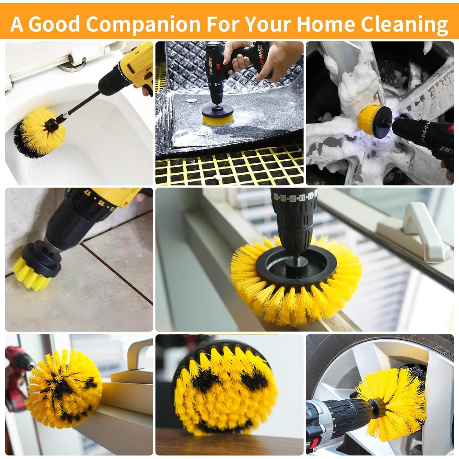 Juego de 7 Accesorios de Limpieza para Taladro ETOUPA Amarillo
