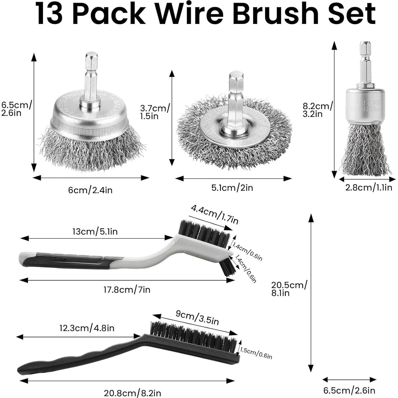 Juego de Cepillos de Alambre 13 Piezas Agotglmi - Limpieza Suave