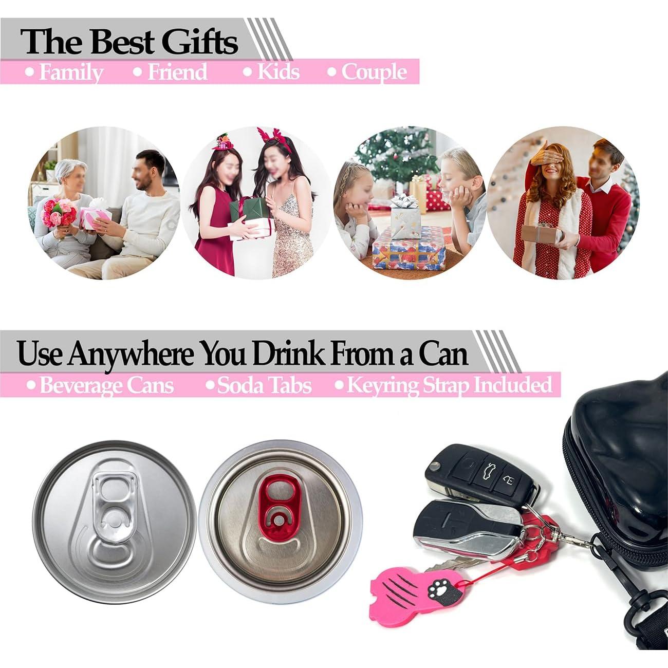 New Soda Can Opener Can Cover for Soda Easy Tab Opener and Drink Protector Cute Beverage Barricade for Coke Shields from Bugs,Bees,Flies,Dust at Party,BBQ, Beach(Cat Face Rose Red)