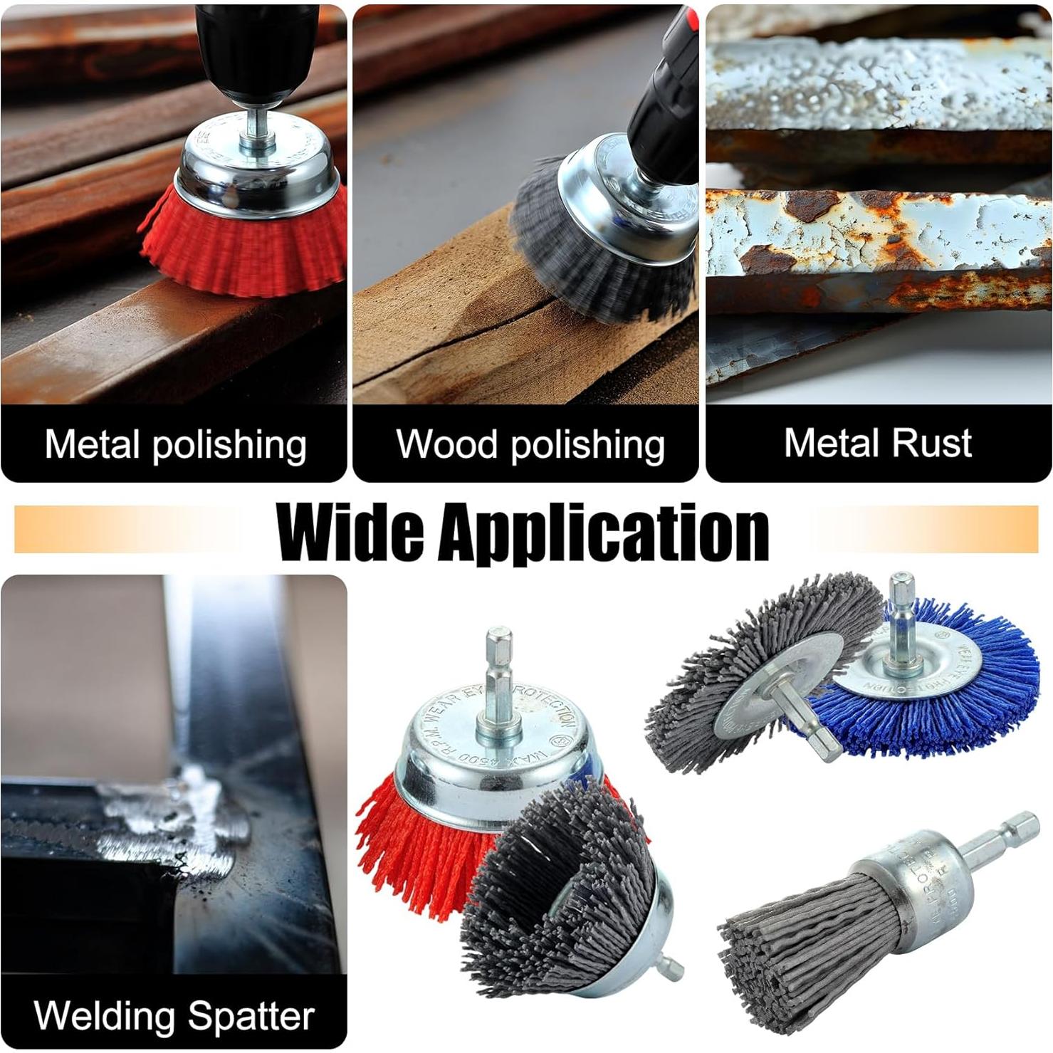 Juego de Cepillos de Nylon MAXMAN para Taladro - 9 Piezas