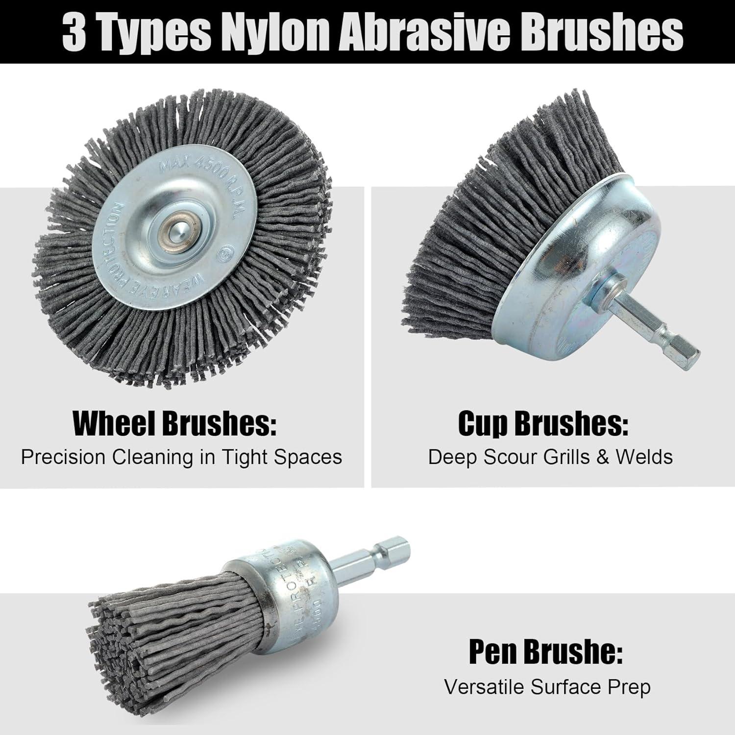 Juego de Cepillos de Nylon MAXMAN para Taladro - 9 Piezas