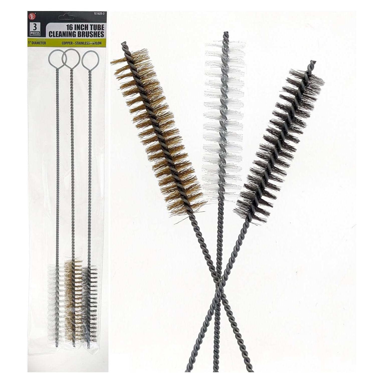Juego de 3 cepillos de limpieza SE de 40.64 cm de cobre y acero