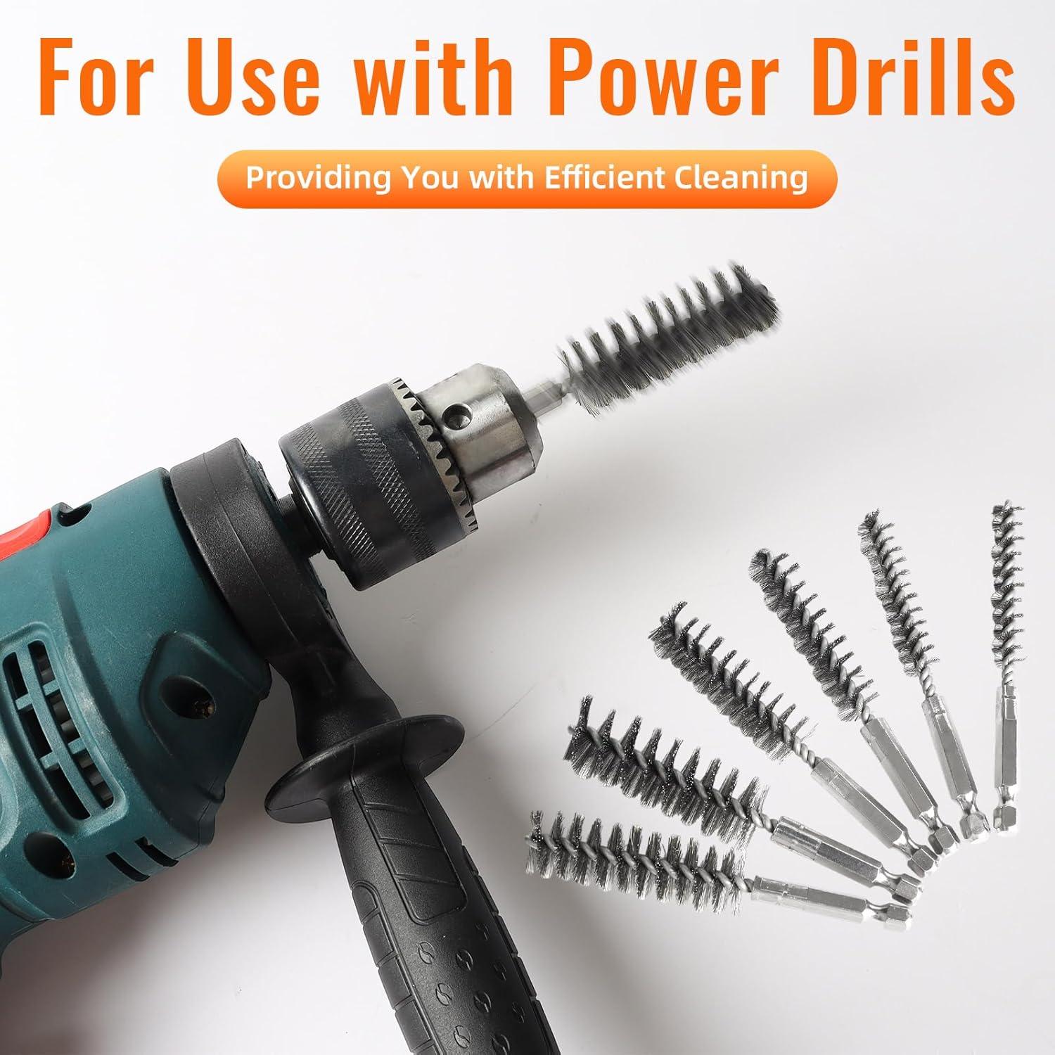 Juego de 6 cepillos de acero inoxidable AUGHOA para taladro