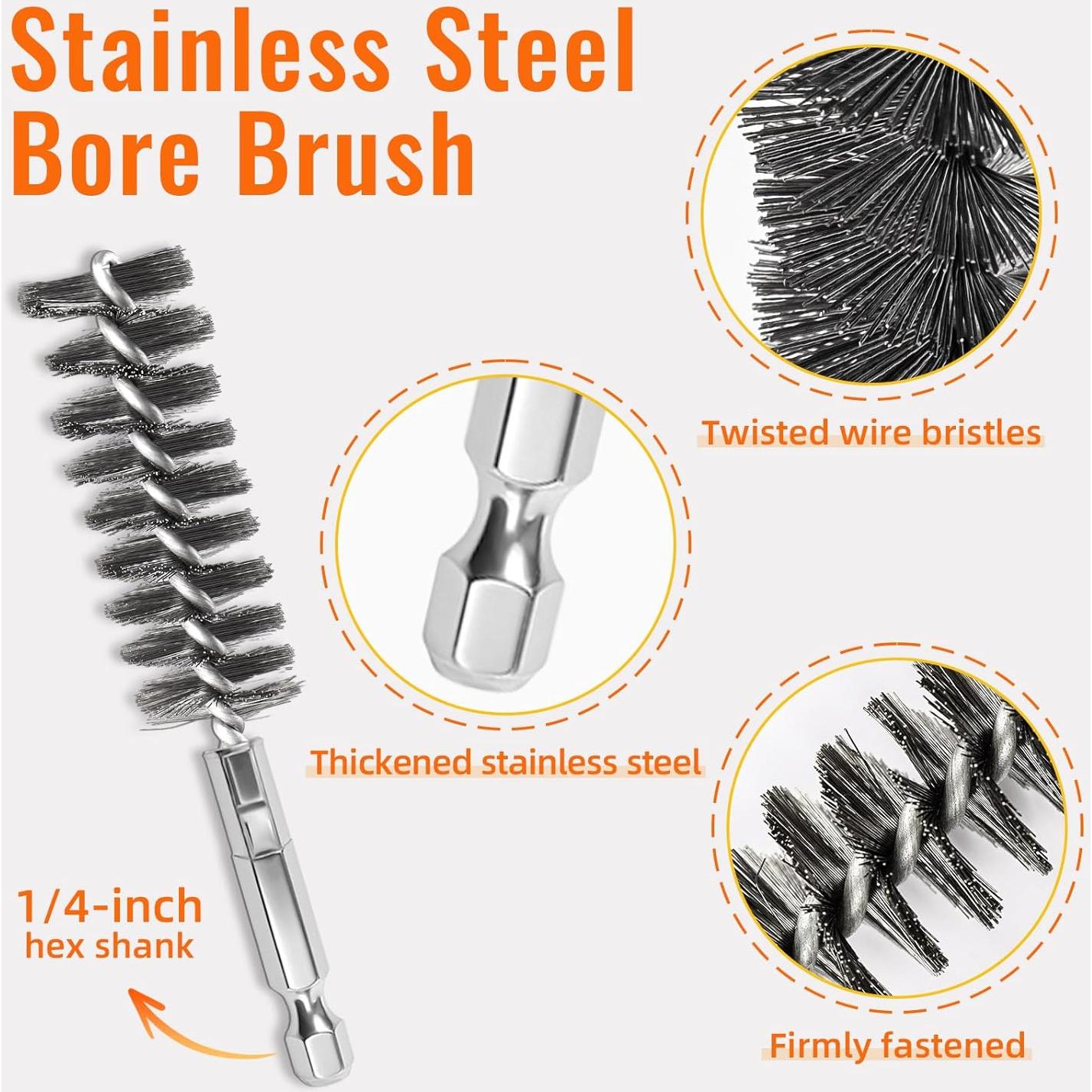 Juego de 6 cepillos de acero inoxidable AUGHOA para taladro