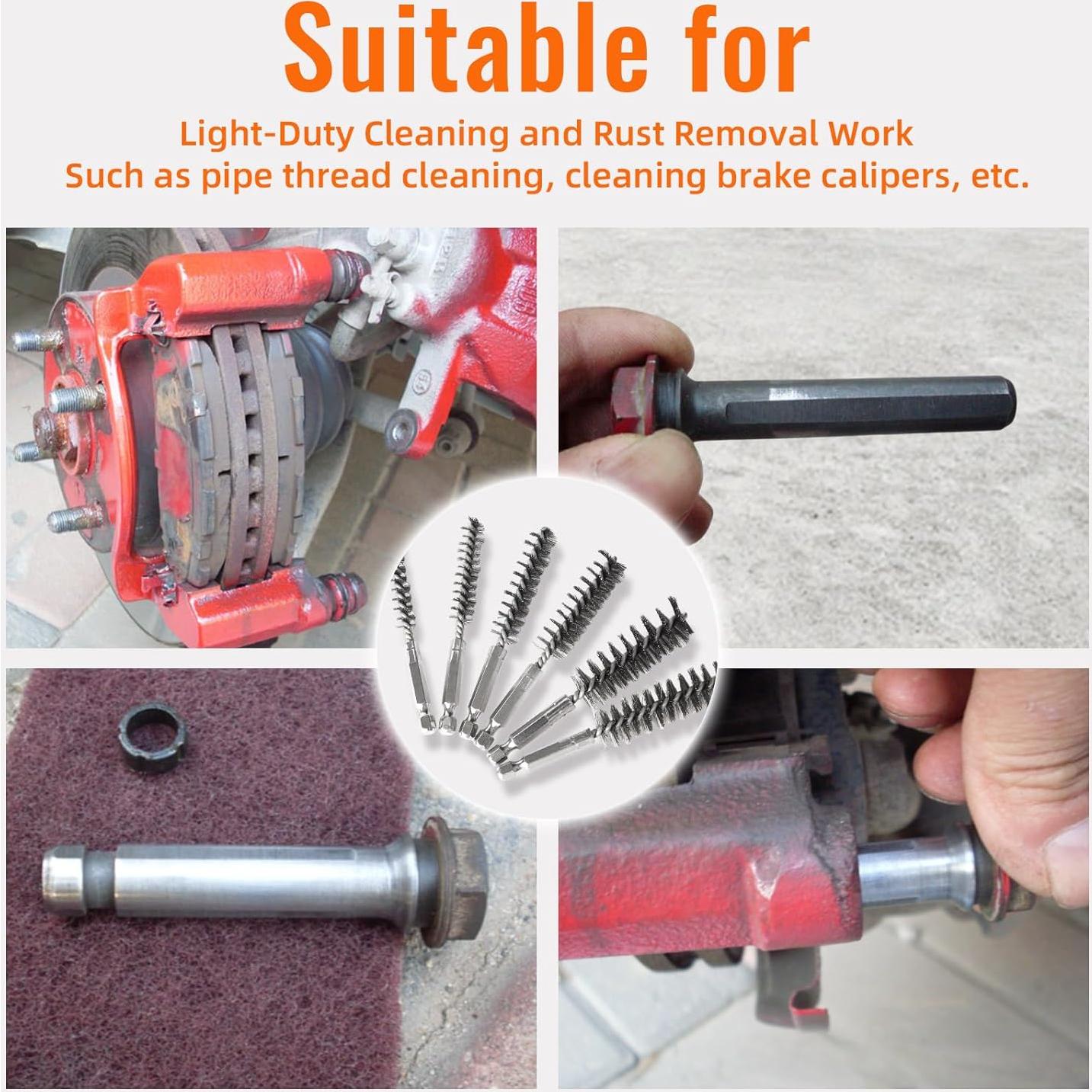 Juego de 6 cepillos de acero inoxidable AUGHOA para taladro