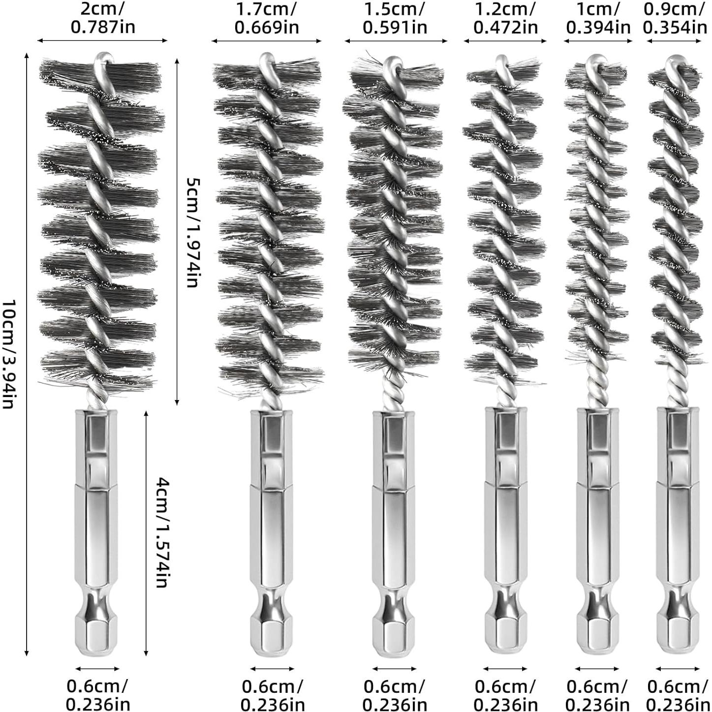 Juego de 6 cepillos de acero inoxidable AUGHOA para taladro