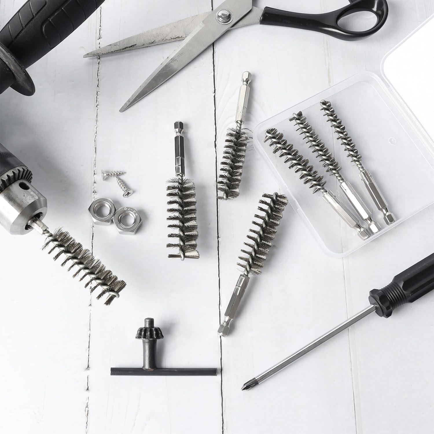 Juego de 6 cepillos de acero inoxidable AUGHOA para taladro