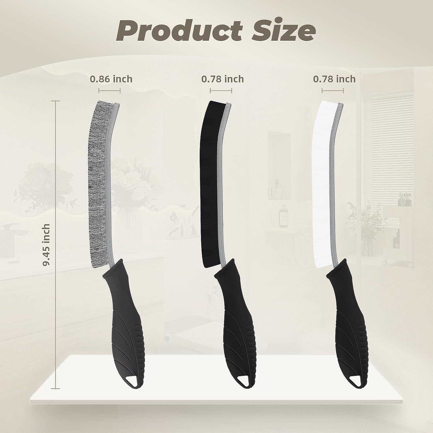 Juego de Cepillos de Limpieza KMOSENIA - 3 Unidades, Negro/Blanco