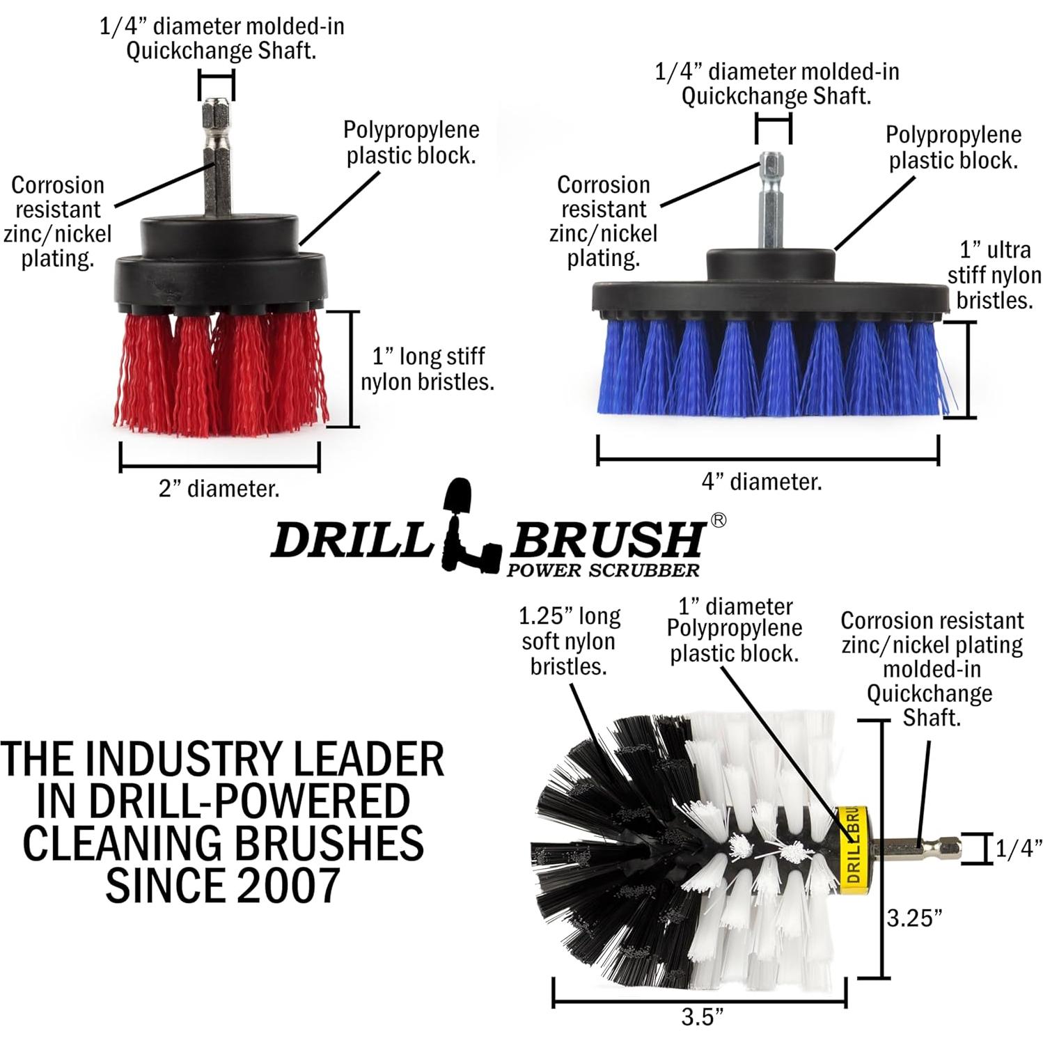 Kit de Cepillos de Nylon para Taladro Drillbrush - 3 Unidades