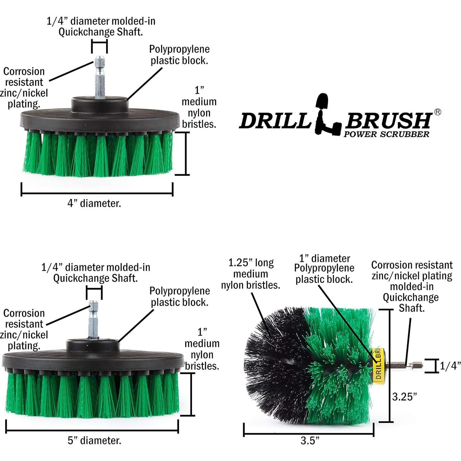 Juego de cepillos de limpieza Drillbrush 3 piezas verde media