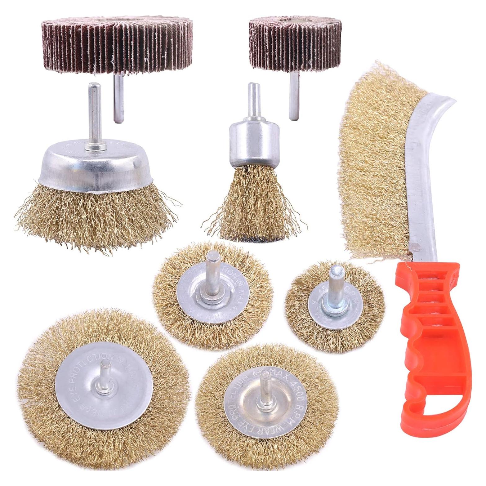 Juego de 9 Cepillos de Alambre Rustark para Taladro 75-100mm