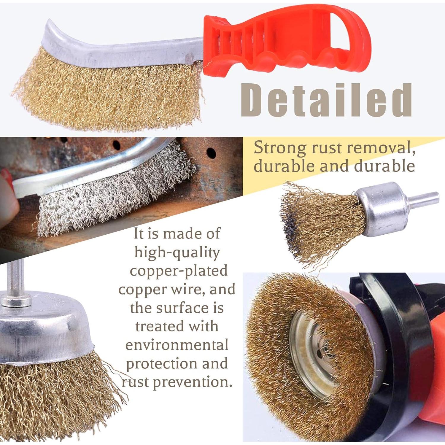 Juego de 9 Cepillos de Alambre Rustark para Taladro 75-100mm