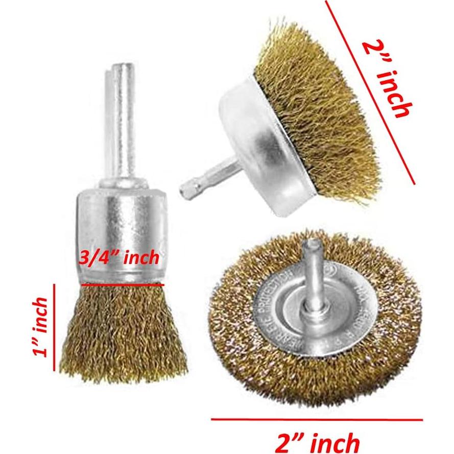 Juego de Brochas de Alambre de Latón Wideskall 3 Piezas