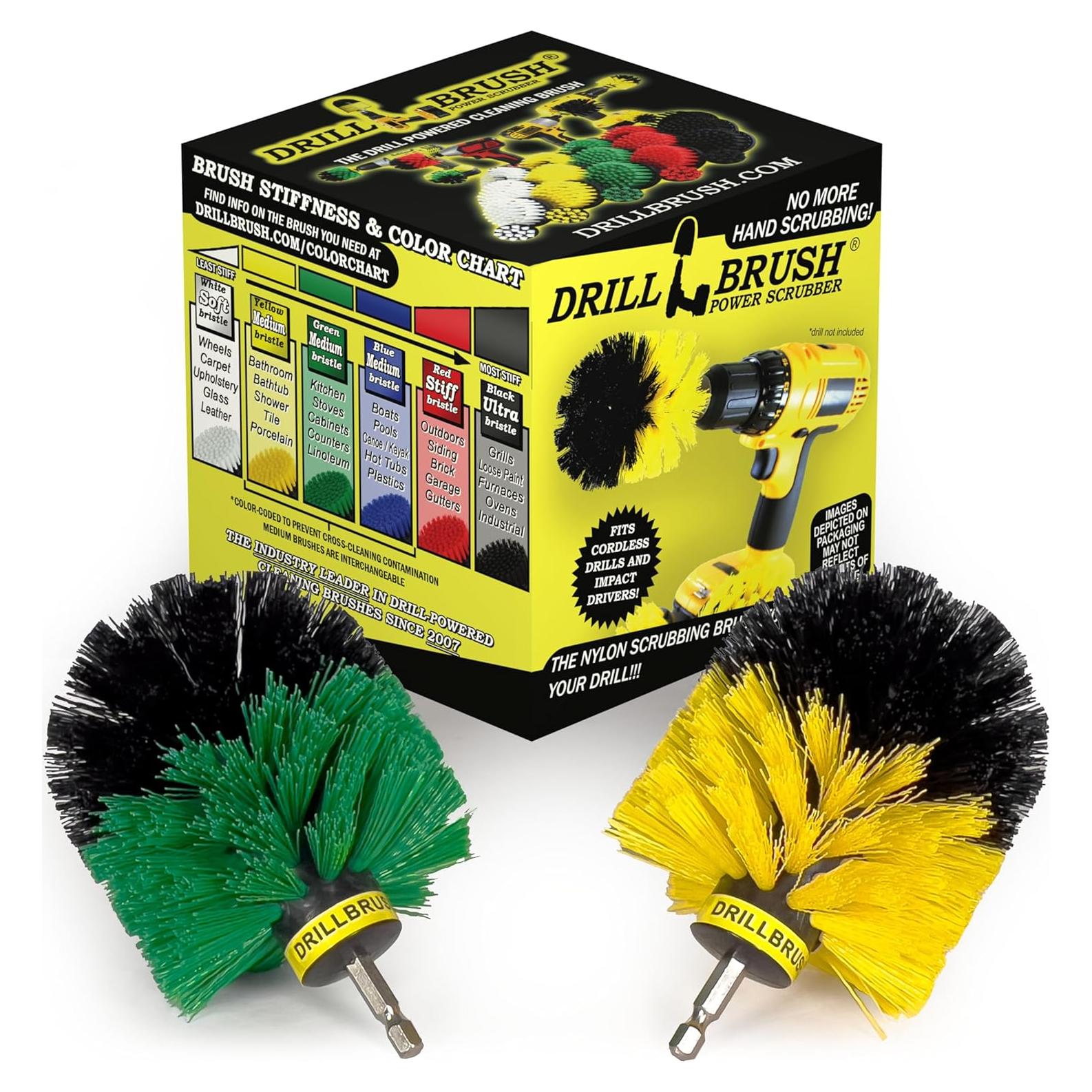 Kit de Limpieza Drillbrush - Cepillos Inalámbricos Verde y Amarillo