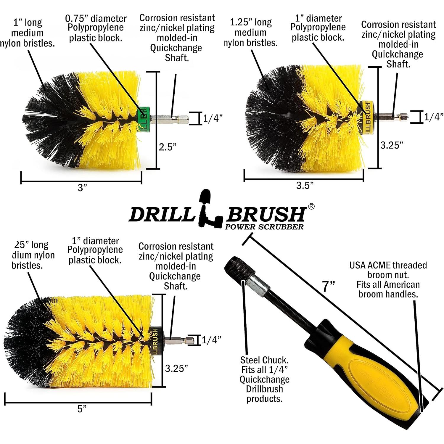 Juego de Cepillos de Limpieza para Baño Drillbrush - 4 Piezas