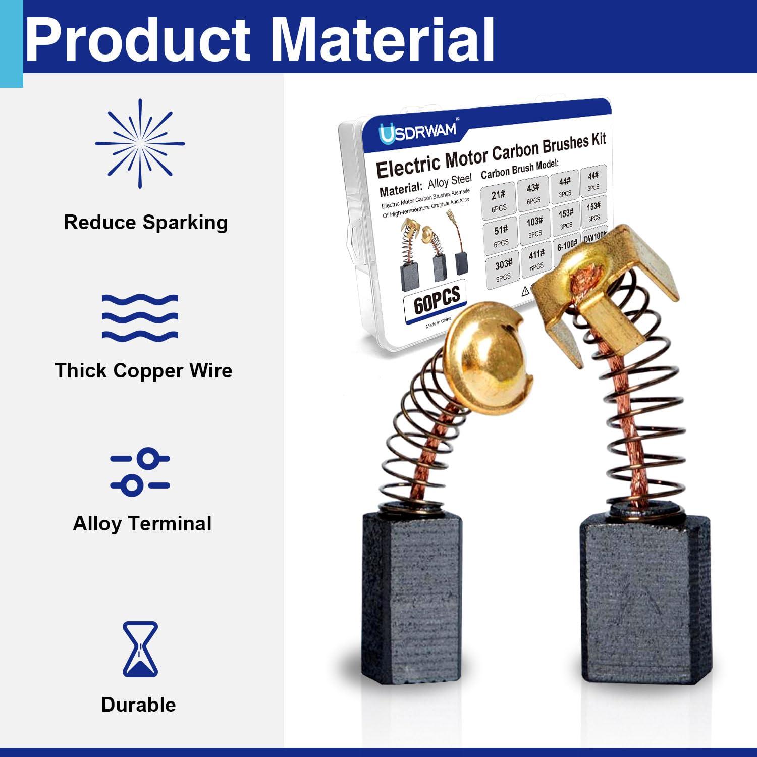 Juego de 60 Cepillos de Carbón Usdrwam para Herramientas Eléctricas