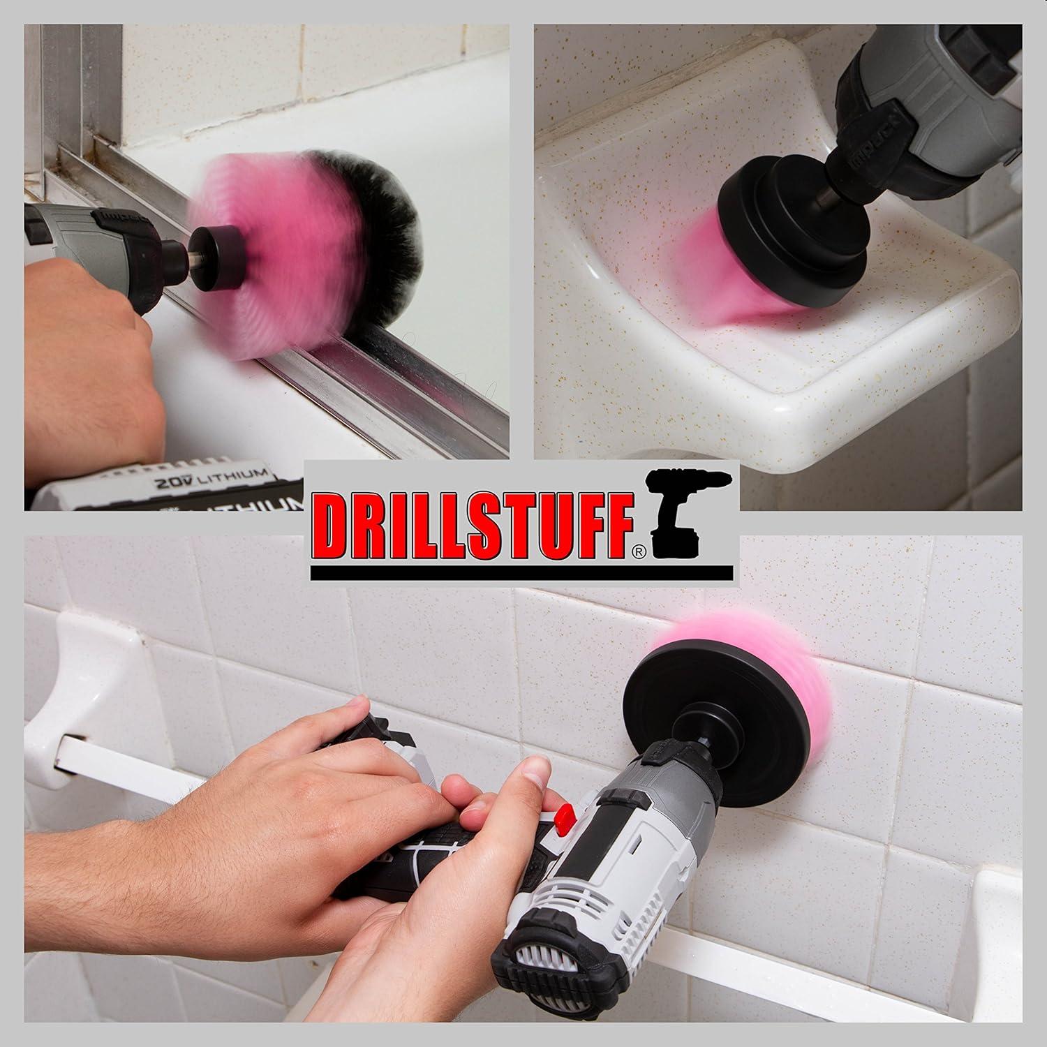 Cepillo de Taladro Rosa Drillstuff para Limpieza de Baño 4"