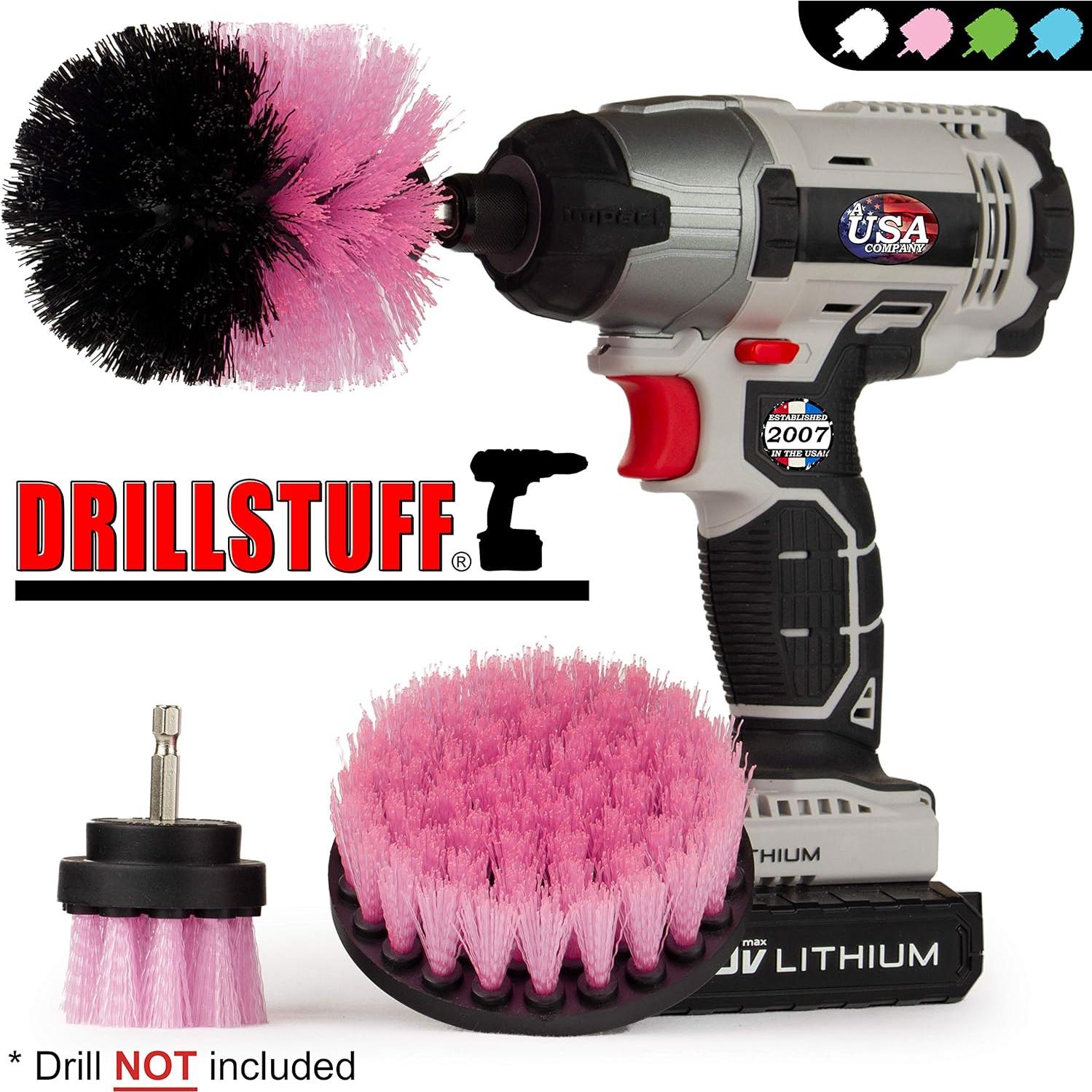 Cepillo de Taladro Rosa Drillstuff para Limpieza de Baño 4"