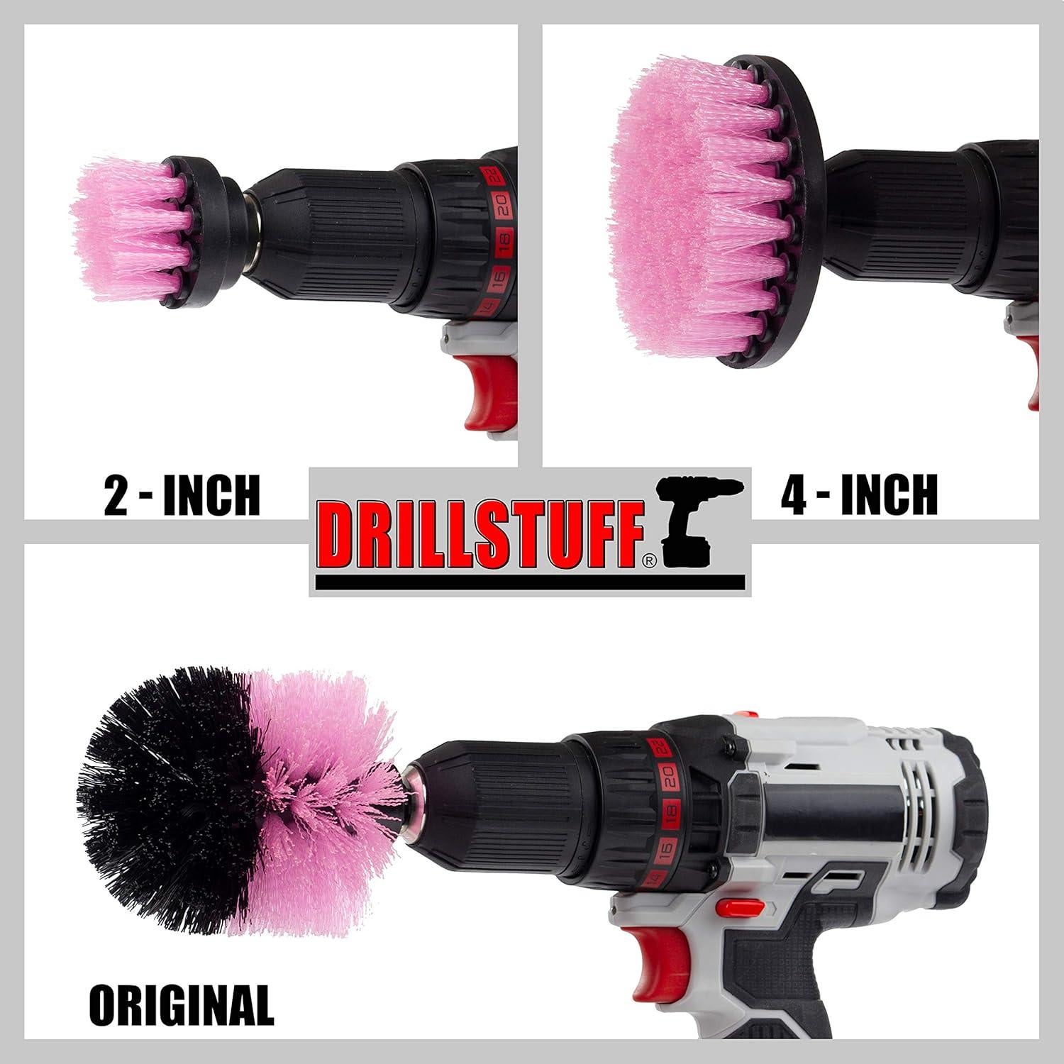 Cepillo de Taladro Rosa Drillstuff para Limpieza de Baño 4"