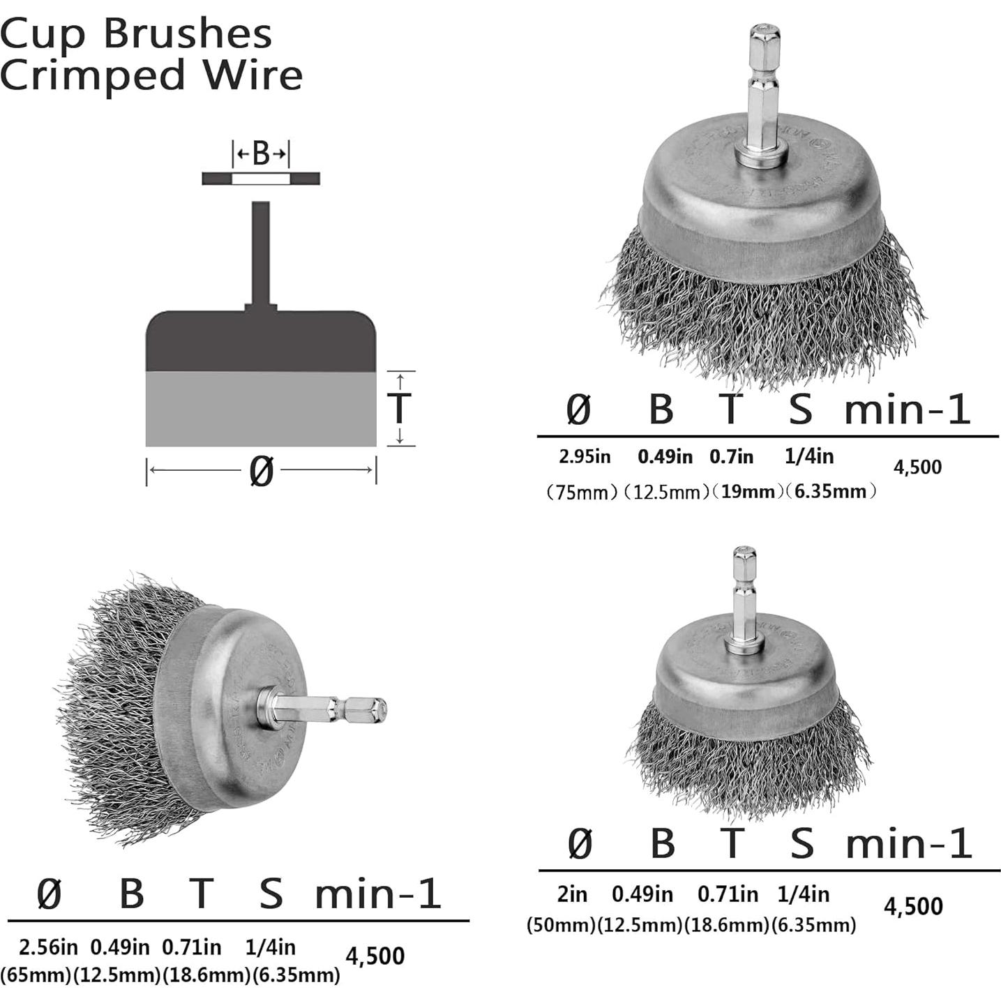 Juego de Cepillos de Copa de Alambre BAILUK 32 Piezas 100-100 mm