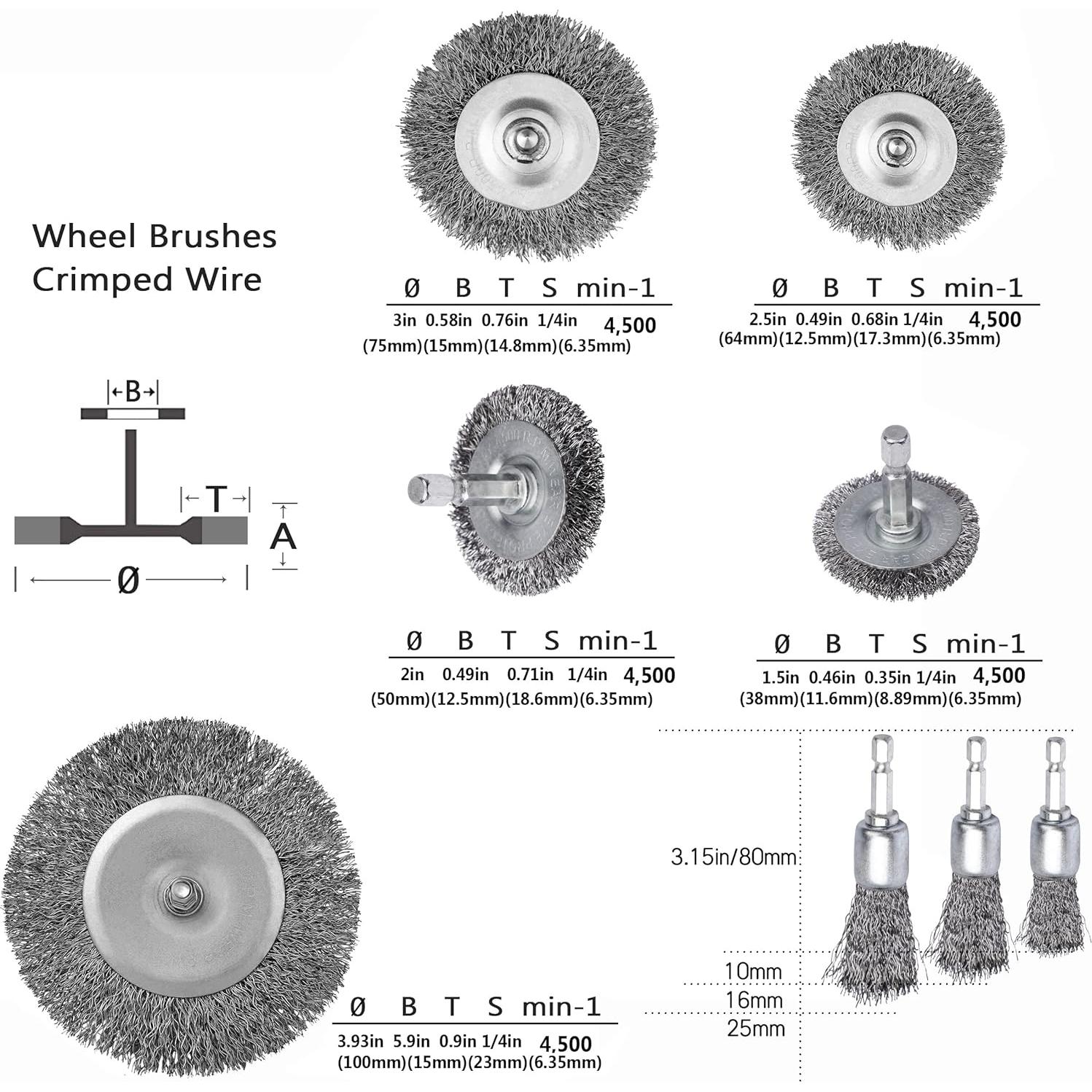 Juego de Cepillos de Copa de Alambre BAILUK 32 Piezas 100-100 mm