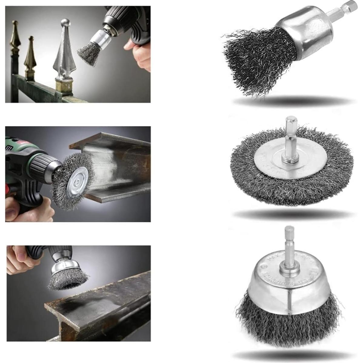 Juego de 18 Cepillos de Copa de Alambre Wal Front para Taladro