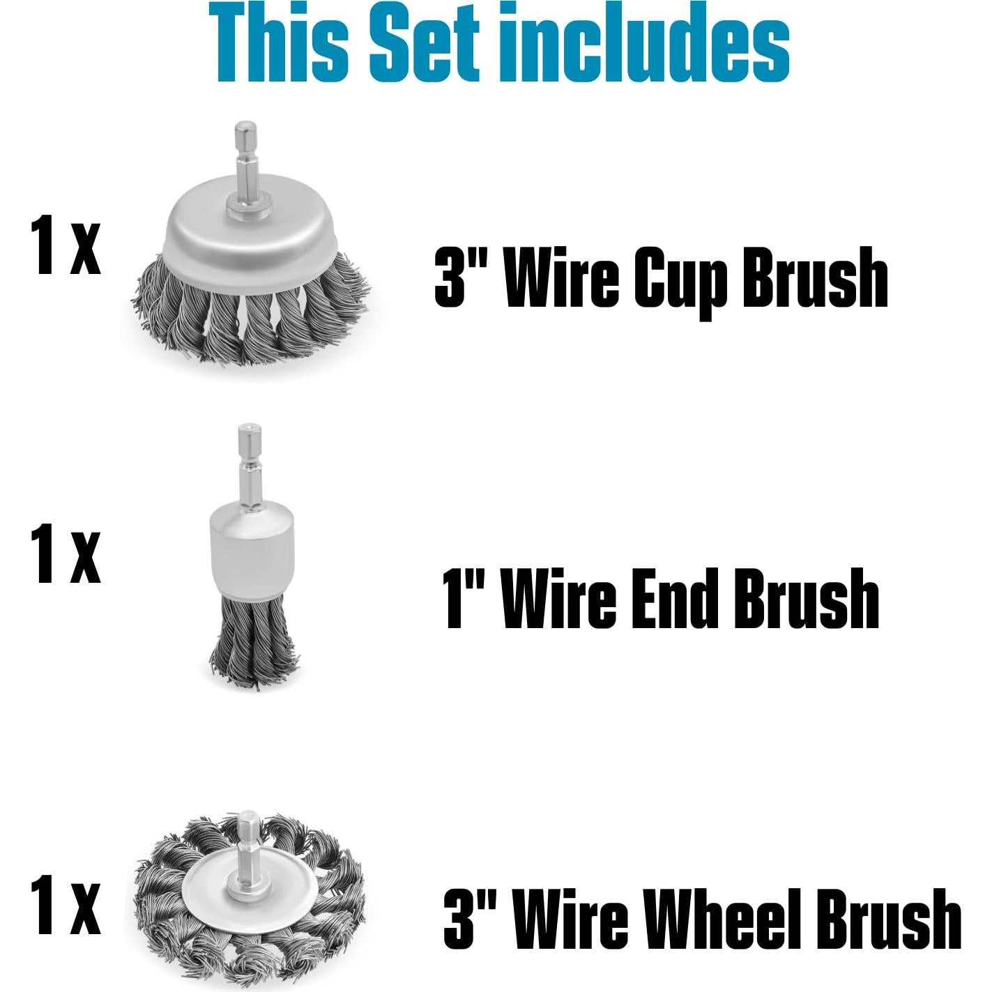 Juego de Cepillos de Alambre LINE10 Tools 3" para Limpieza