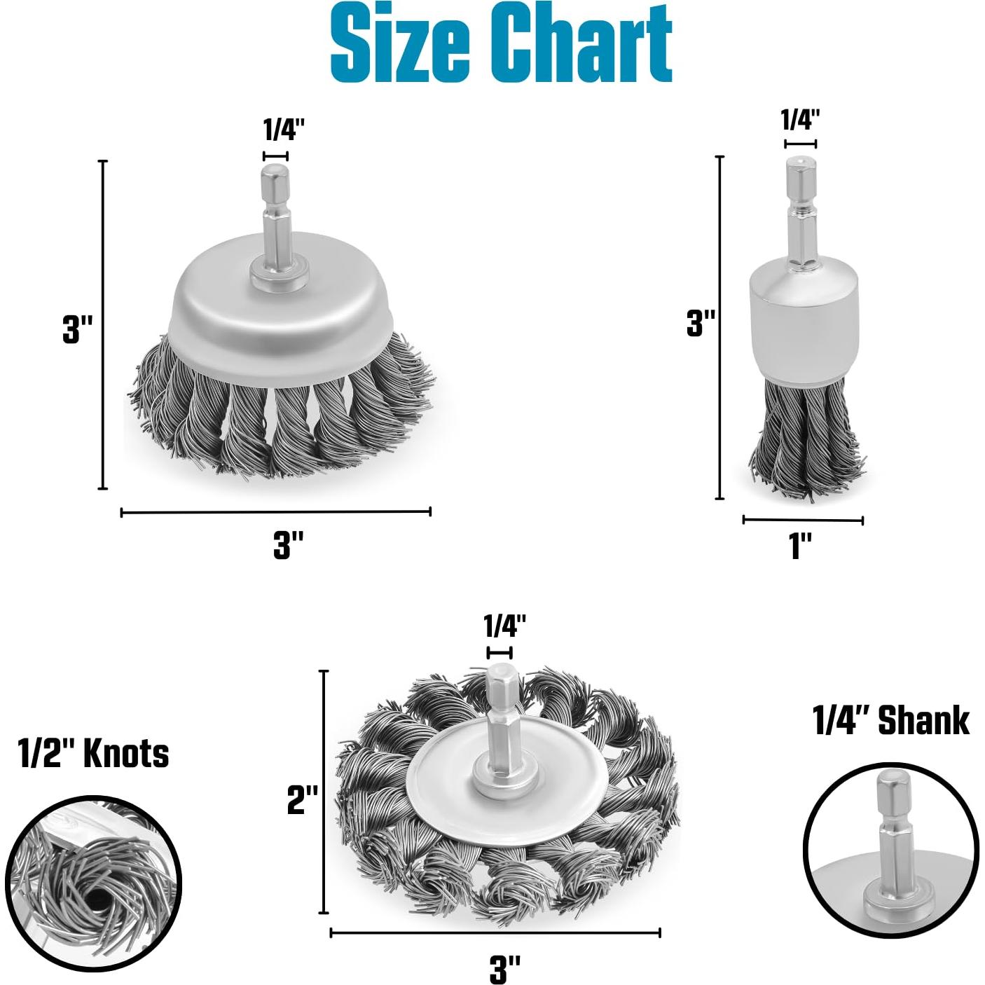 Juego de Cepillos de Alambre LINE10 Tools 3" para Limpieza