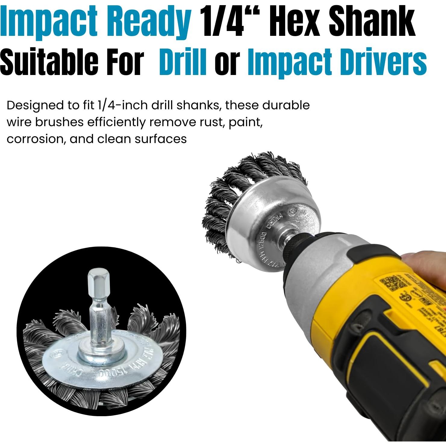 Juego de Cepillos de Alambre LINE10 Tools 3" para Limpieza