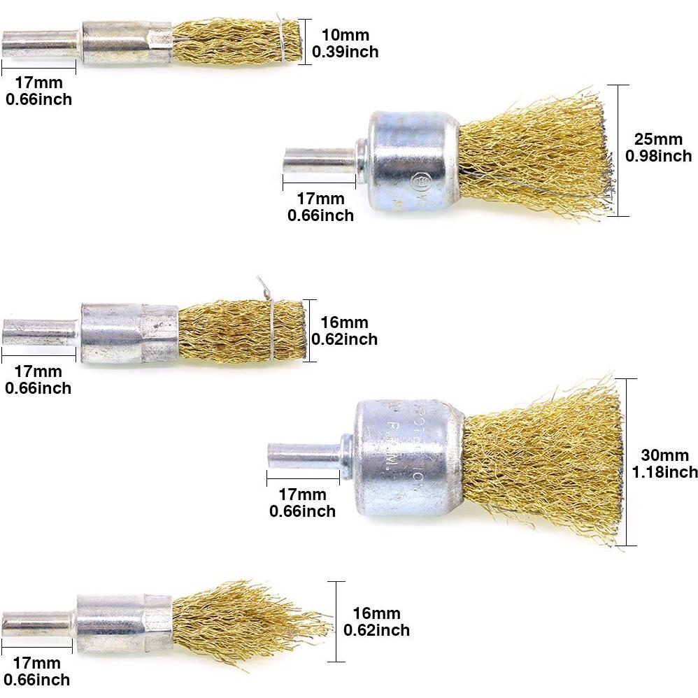 Conjunto de cepillos de alambre Swpeet 9 piezas con recubrimiento de latón