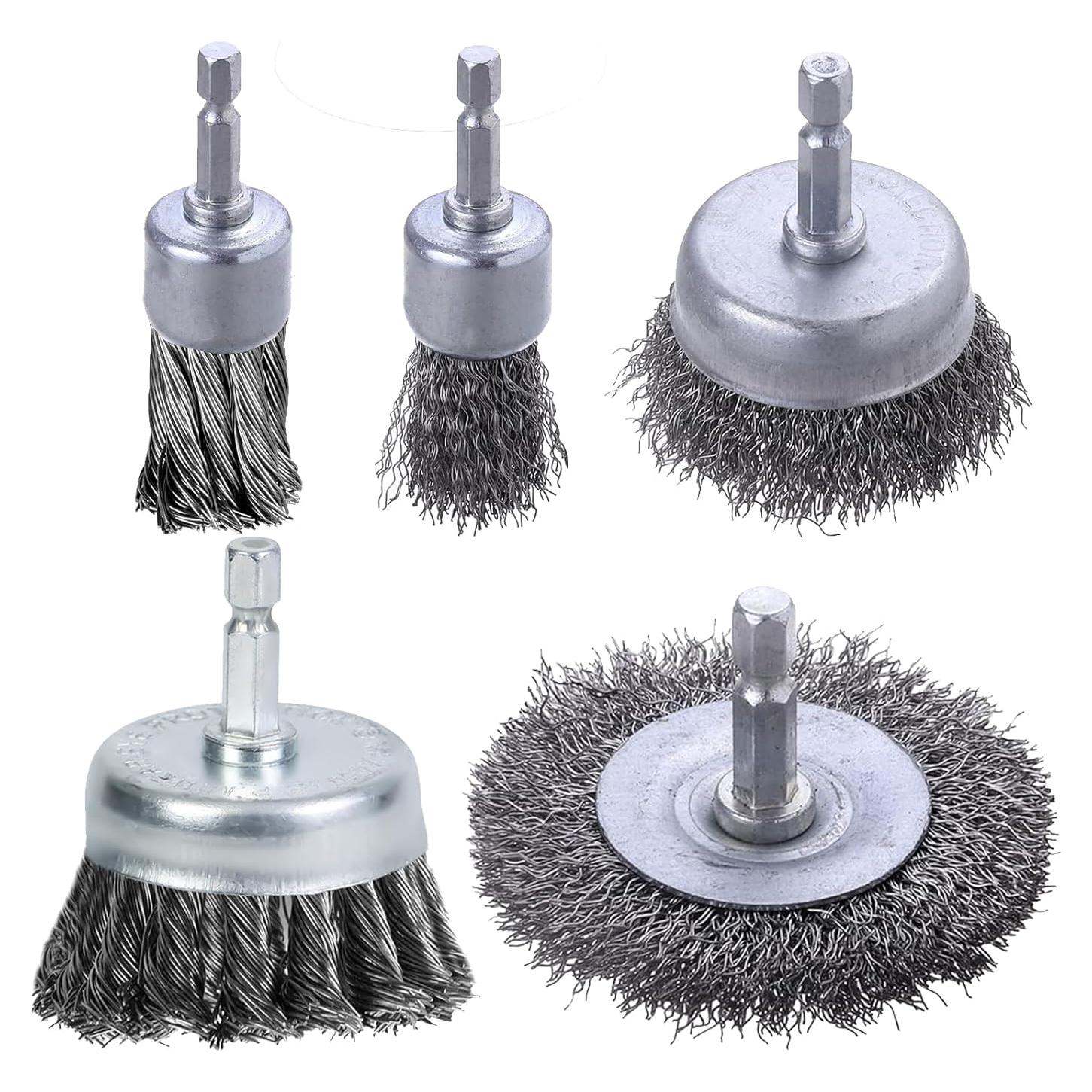 Juego de 5 cepillos de alambre ONEINHE para taladros 75mm-25mm