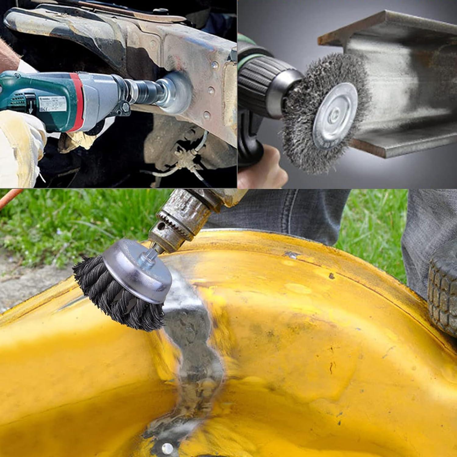 Juego de 5 cepillos de alambre ONEINHE para taladros 75mm-25mm