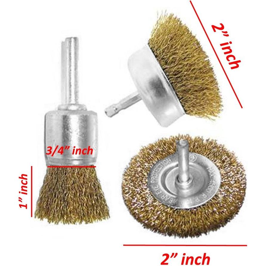 Juego de cepillos de alambre de latón Wideskall 3 piezas