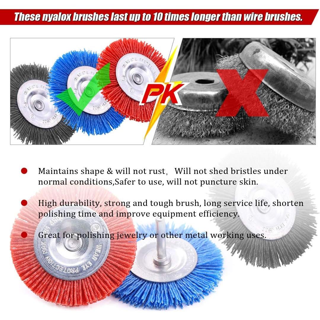 Juego de 3 Cepillos de Rueda de Nylon Swpeet 75mm Granos 80/120/240