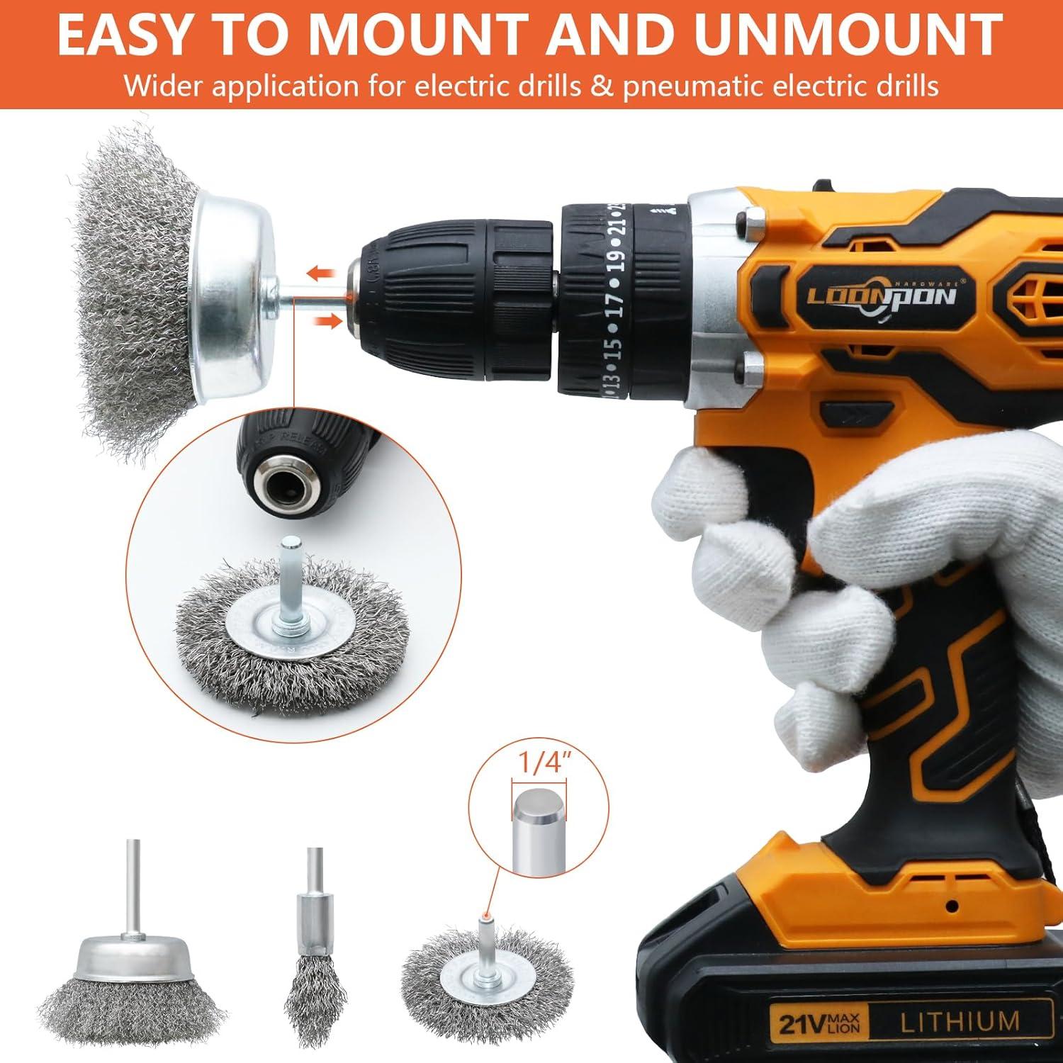 Juego de Cepillos de Alambre JIUNENG 9 Piezas para Taladro